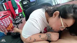 I get my step cousin, the nasty whore, to flash her filthy booty and brazen boos.