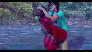 Two alien femmes in latex play with each other's asses and mouths