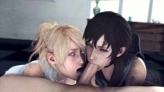 Blonde Bimbos Iris And Luna Gag On Huge Dicked Stud's Dick🍆 (Sound FX)