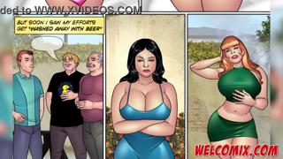 Raunchy babes shake booty at sizzling BBQ bash! Masseuse milks elderly lecher's wildest desires