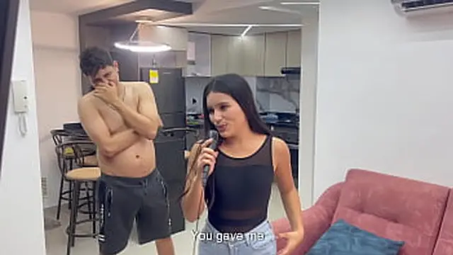 I assist my little girlfriend with her singing lessons and deeply penetrate her throat 