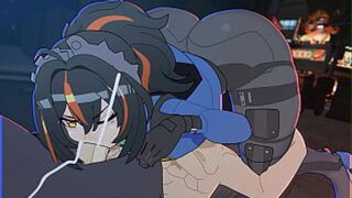 Roughly sucking Yuan's gigantic booty while screaming ZZZ