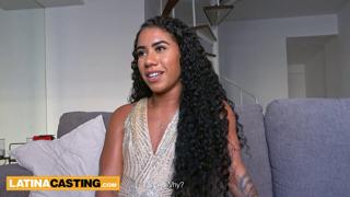 Big booty Brazilian seductress showcases her tan lines, then rodeos a massive white phallus after sizzling salsa dance