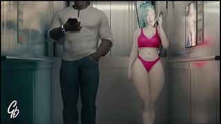 Interracial gangbang featuring multiple busty babes