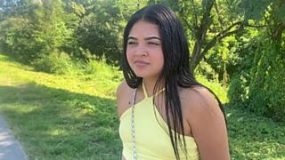 Sexy babe takes a highway hook-up with a random dude after her boyfriend ditched her alone