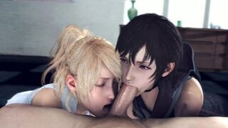 Iris & Luna Share SFM Rod in a Sizzling Dual-Headed Orgy