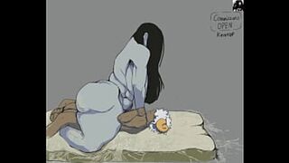 Wet Sperm Play with Furry Anime Beauty Sadako Yamamura