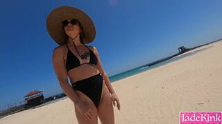 Hot girl seduced and fucked from behind by the beach