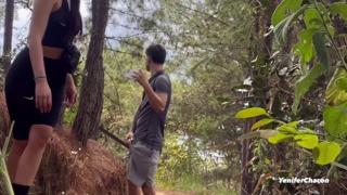 Having wild sex with my buddy in the woods