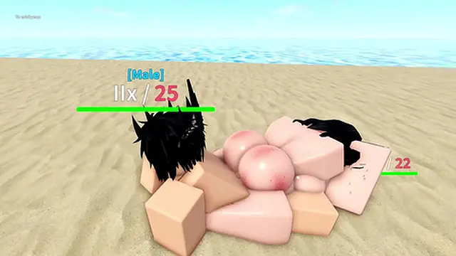 Fucking my friend on the beach in Roblox