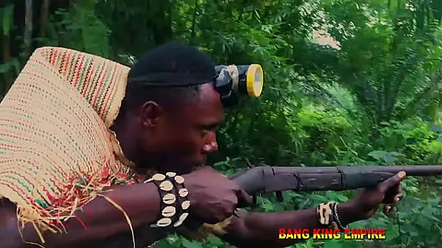 African hunter had wild sex with a plus-size woman in the woods