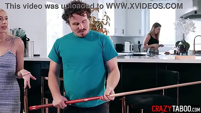 threesome fucking with two sexy blonde babes after strip billiard