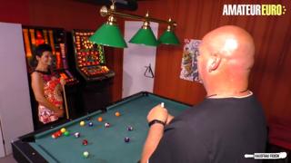Blonde bombshell sated after pool conquest, now all about riding BBC