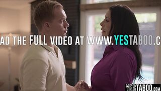 Clever young man seduces and pleasures a curvy mature woman with large breasts