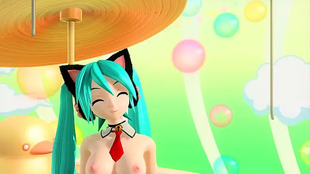 Hatsune Miku Puni Project diva Nude Mod Cat Costume