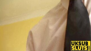 UKSubSluts com - Blonde Jessica Jensen's submissive slut role with big cocks