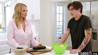 Lesbian MILF stepmom Rachael Cavalli tries a cock for first time
