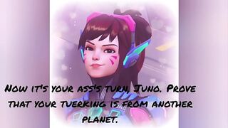 Juno and D va twist in a sensual dance