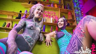 2 tattoo lesbians anal play with big toys in there assholes - ATM, gapes, real orgasm