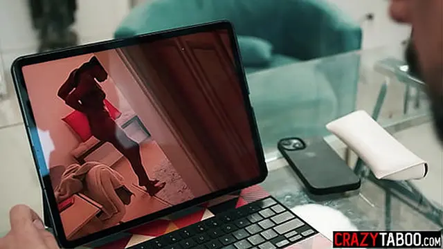 Big ass girlfriend fucked by hunk after he watched her on nanny cams