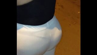 BIG ASS MATURE WOMAN IN THREAD ON THE STREET WITH SEE-THROUGH LEGGINGS