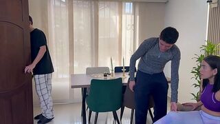 Latina MILF with a huge ass asks for help and ends up riding a nerdy guy's thick cock! Big ass gets fucked in her wet pussy until orgasm.