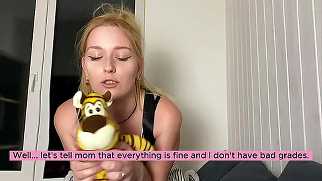 Teen girl gives blowjob and fucks hunk because of bad grade