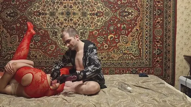 Russian Hoe Wife Masturbates Behind with Dildo