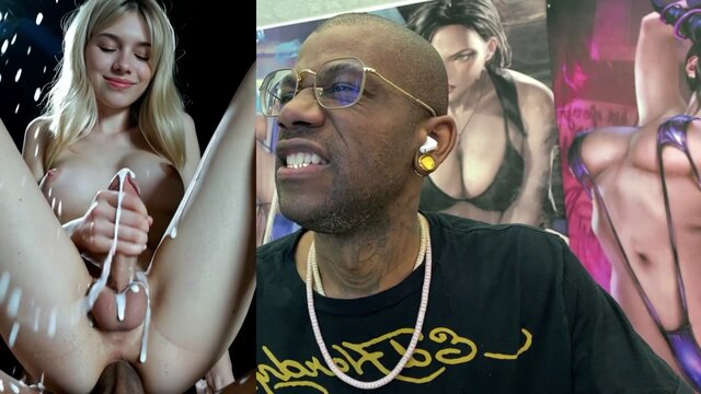 Cute blonde trans girl gives a sloppy fellatio and gets creampied