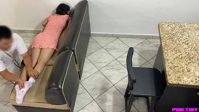 Innocent teen gets naughty with step uncle in homemade massage trick