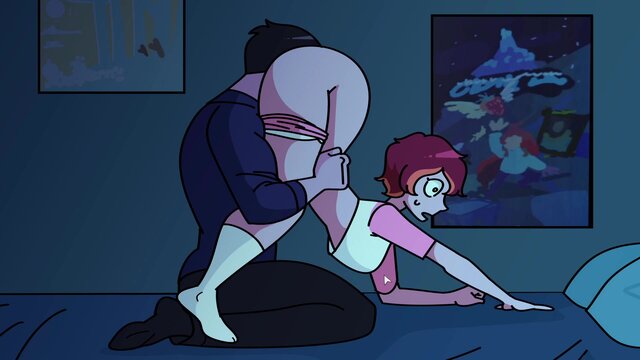 Animated GF licks her roommate's fat backside in a video game themed parody