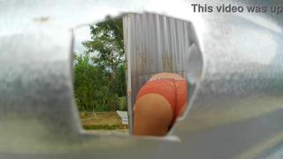 Sexy broad caught on cam banging in a woods shack (Gigantic Booty)